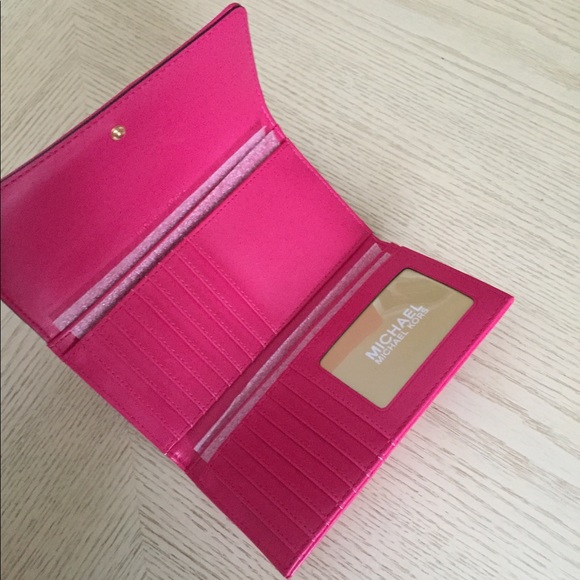 Michael Kors Electric Pink Large Trifold Wallet - Picture 5 of 8